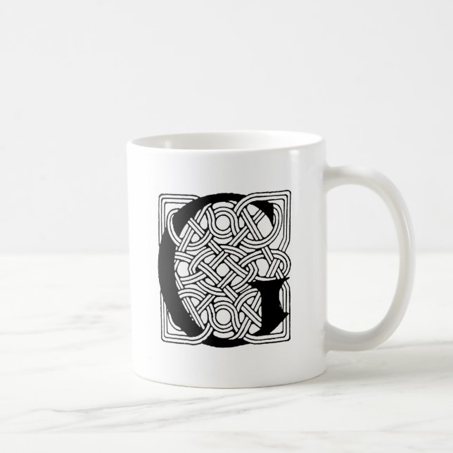 Letter G Vintage Celtic Knot Monogram Coffee Mug (Right)