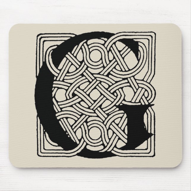 Letter G Vintage Celtic Knot Monogram Mouse Pad (Front)