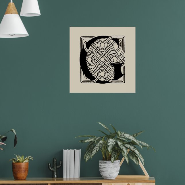 Letter G Vintage Celtic Knot Monogram Poster (Living Room 1)