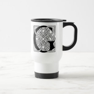Letter G Vintage Celtic Knot Monogram Travel Mug