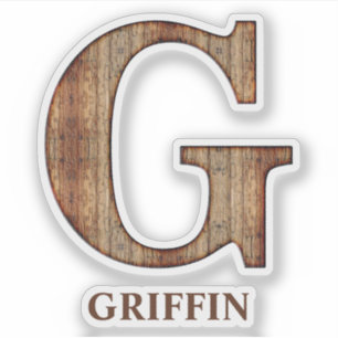 Letter G wood texture with custom name Sticker