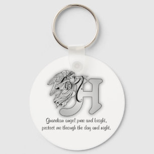 Letter H angel monogram alphabet initial Key Ring