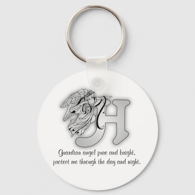 Letter H angel monogram alphabet initial Key Ring (Front)