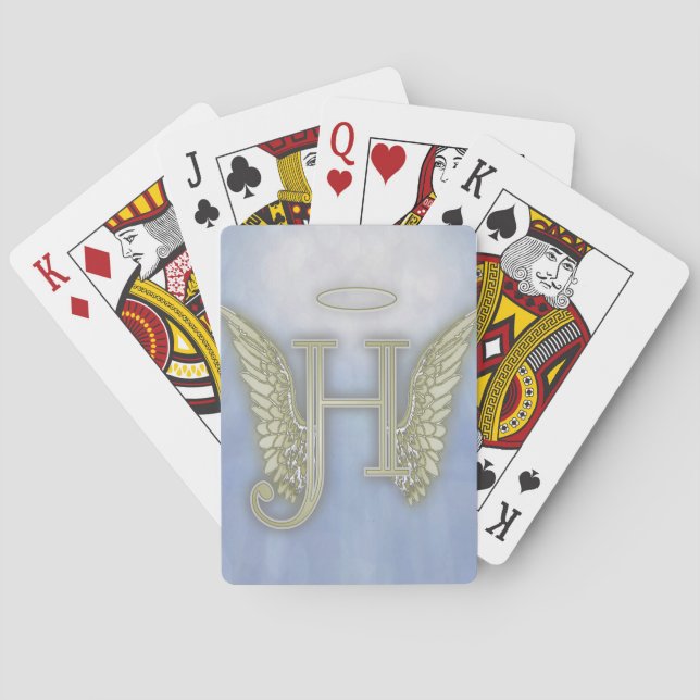 Letter H Angel Monogram Playing Cards (Back)