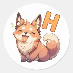 Letter H Anime Dog Classic Round Sticker