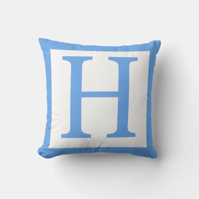 Letter H Baby Blue Border Cushion (Front)
