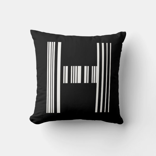 LETTER H BAR CODE First Initial Barcode Pattern Cushion (Front)