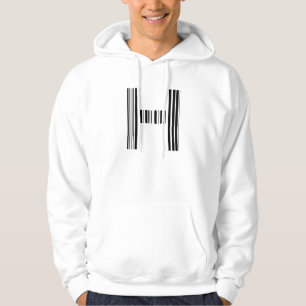 LETTER H BAR CODE First Initial Barcode Pattern Hoodie