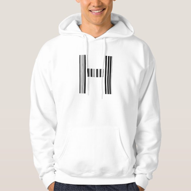 LETTER H BAR CODE First Initial Barcode Pattern Hoodie (Front)