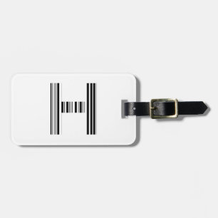 LETTER H BAR CODE First Initial Barcode Pattern Luggage Tag