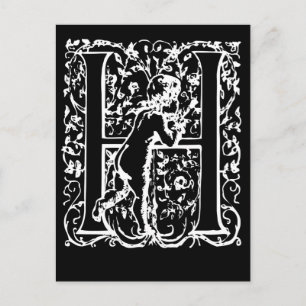 Letter H Black and White Monogram Cards