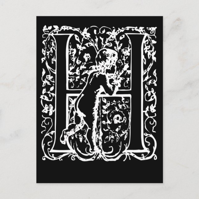 Letter H Black and White Monogram Cards (Front)