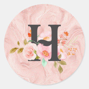 Letter H Classic Round Sticker