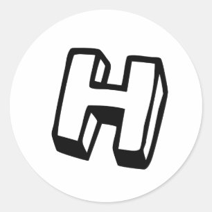 Letter H Classic Round Sticker