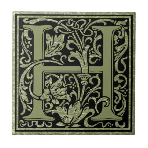 Letter H First Letter Monogram Ceramic Tile