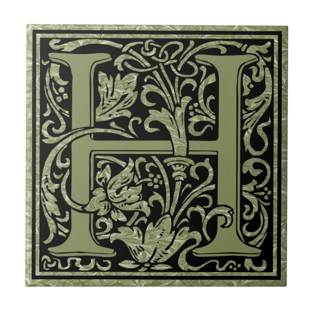 Letter H First Letter Monogram Ceramic Tile (Front)