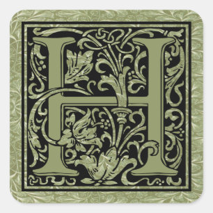 Letter H First Letter Monogram Square Sticker
