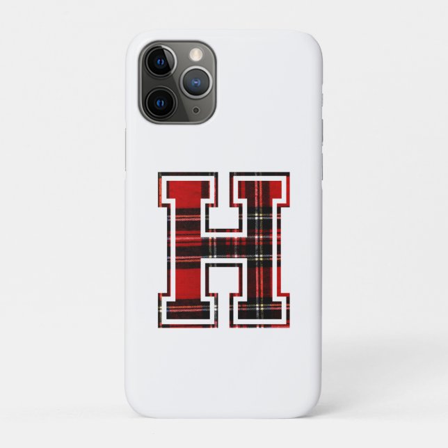 Letter H First Name Monogram Initial Tartan Print Case-Mate iPhone Case (Back)