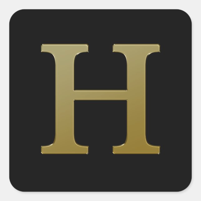 Letter H Gold Square Sticker (Front)