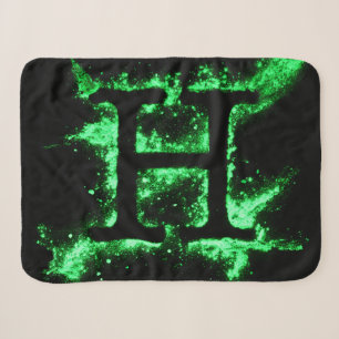 Letter H Green Capital Alphabet Sherpa Blanket