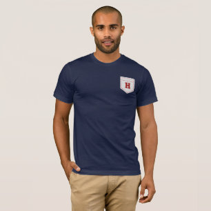 Letter H - Initial Name Alphabet Pocket Side Left T-Shirt