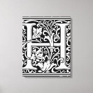 Letter H Mediaeval Monogram Art Nouveau Canvas Print