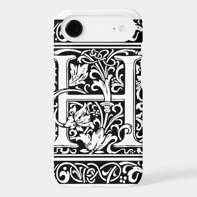 Letter H Mediaeval Monogram Art Nouveau Case-Mate iPhone Case (Back)