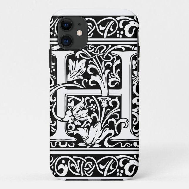 Letter H Mediaeval Monogram Art Nouveau Case-Mate iPhone Case (Back)