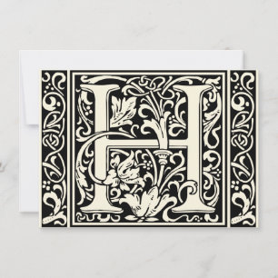 Letter H Mediaeval Monogram Art Nouveau Invitation