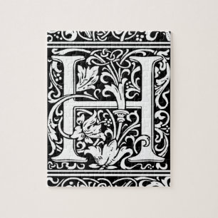 Letter H Mediaeval Monogram Art Nouveau Jigsaw Puzzle