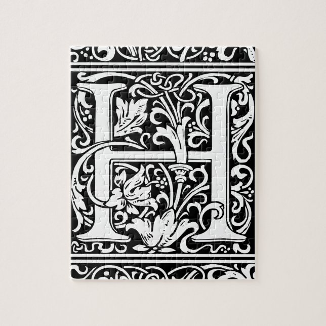 Letter H Mediaeval Monogram Art Nouveau Jigsaw Puzzle (Vertical)