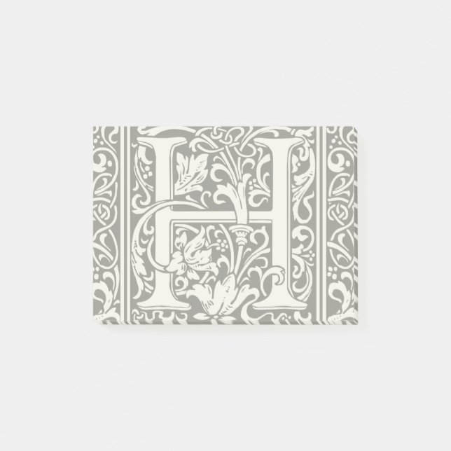 Letter H Mediaeval Monogram Art Nouveau Post-it Notes (Front)