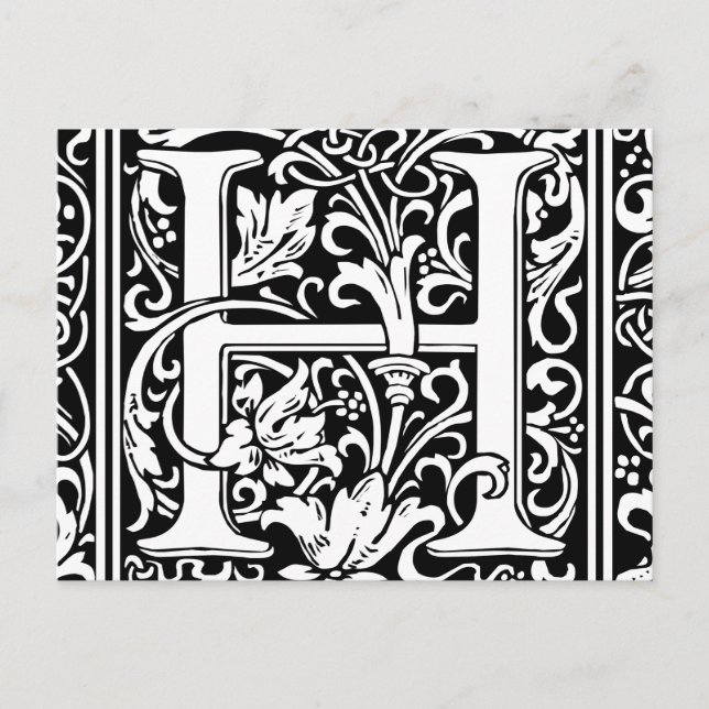 Letter H Mediaeval Monogram Art Nouveau Postcard (Front)