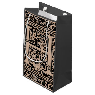 Letter H Mediaeval Monogram Art Nouveau Small Gift Bag