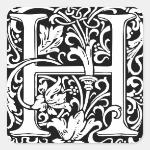 Letter H Mediaeval Monogram Art Nouveau Square Sticker