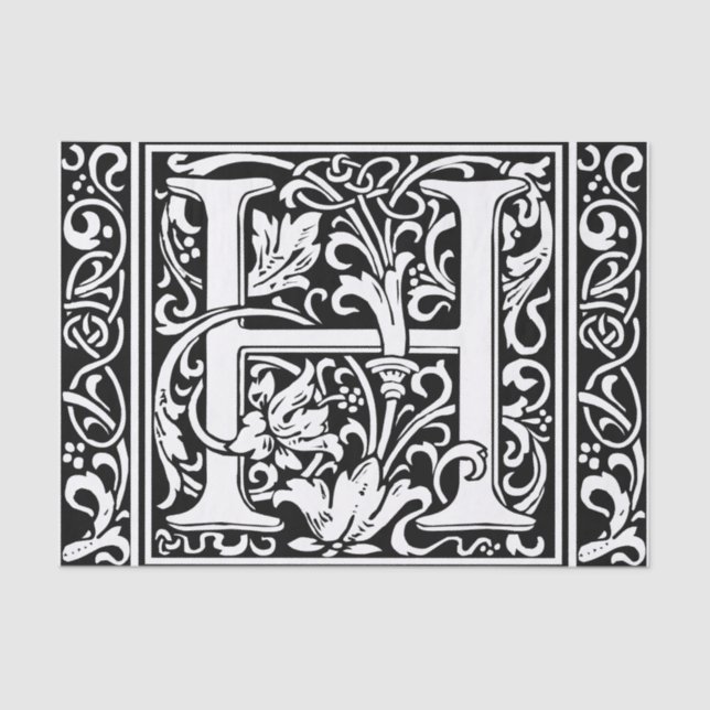 Letter H Mediaeval Monogram Art Nouveau Tissue Paper (Front)