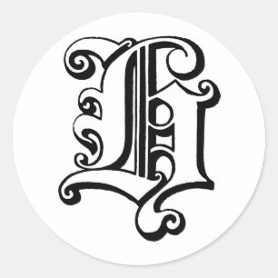 Letter H monogram Classic Round Sticker