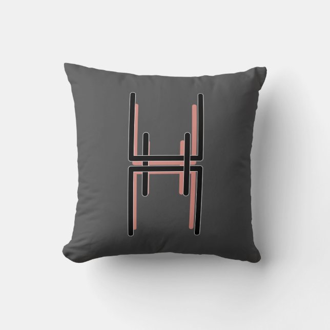 Letter H Monogram Crest Goalpost Thingajig Cushion (Front)
