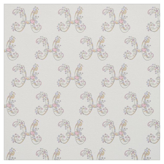 Letter H monogram decorative text custom fabric (Swatch)