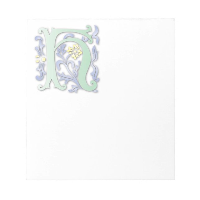 Letter H Monogram Fleur de lis Notepad (Front)