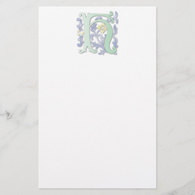 Letter H Monogram Fleur de lis Stationery (Front)