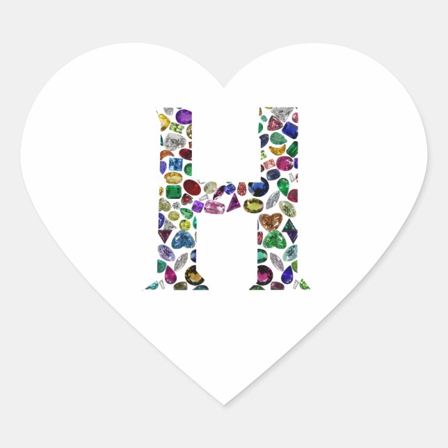 Letter H Monogram Heart Sticker (Front)