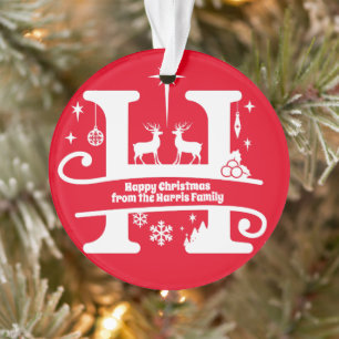 Letter H Monogram Initial Family Name Greeting Or Ornament