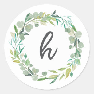 Letter H Monogram Initial Sticker Envelope Seal