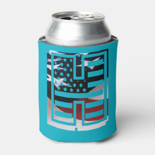 Letter H Monogram Initial USA Can Cooler