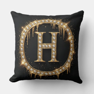 Letter H Monogram Personal Initial Gift Cushion
