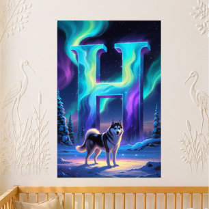 Letter H Northern Lights Nursery   Aurora Borealis Poster