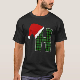 Letter H Santa Hat Monogram T-Shirt