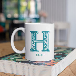 Harriet letter H crest pink unicorn name meaning Coffee Mug