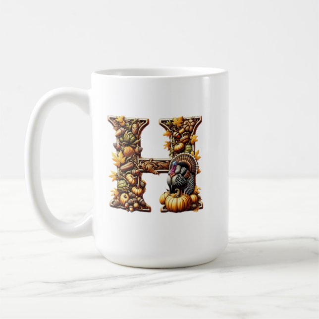 Letter H Thanksgiving gift style  Coffee Mug (Left)